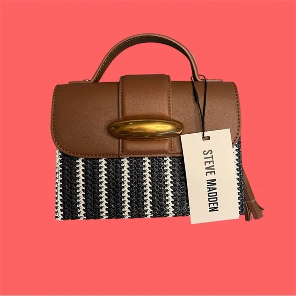 Steve Madden Horseshoe Brown and Navy Women's Bag - Picture 3 of 7